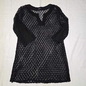 Elegant Black Lace 3/4 Sleeve Tunic Top